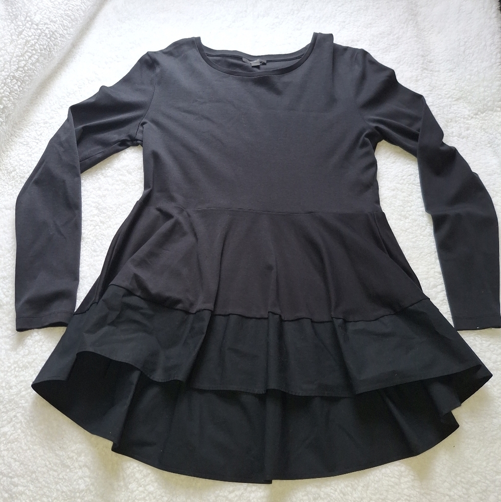 COS Women's Black Long Sleeve Tiered Top-Size Small